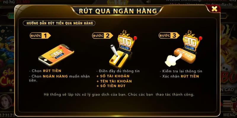 Rút tiền Hitclub qua phương thức số thẻ tài khoản ngân hàng